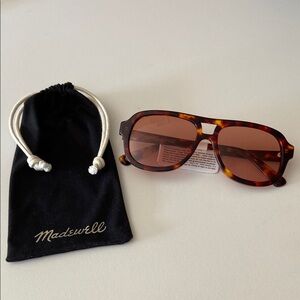 Madewell Logaan Aviator Sunglasses, Tortoise Brown, NWT